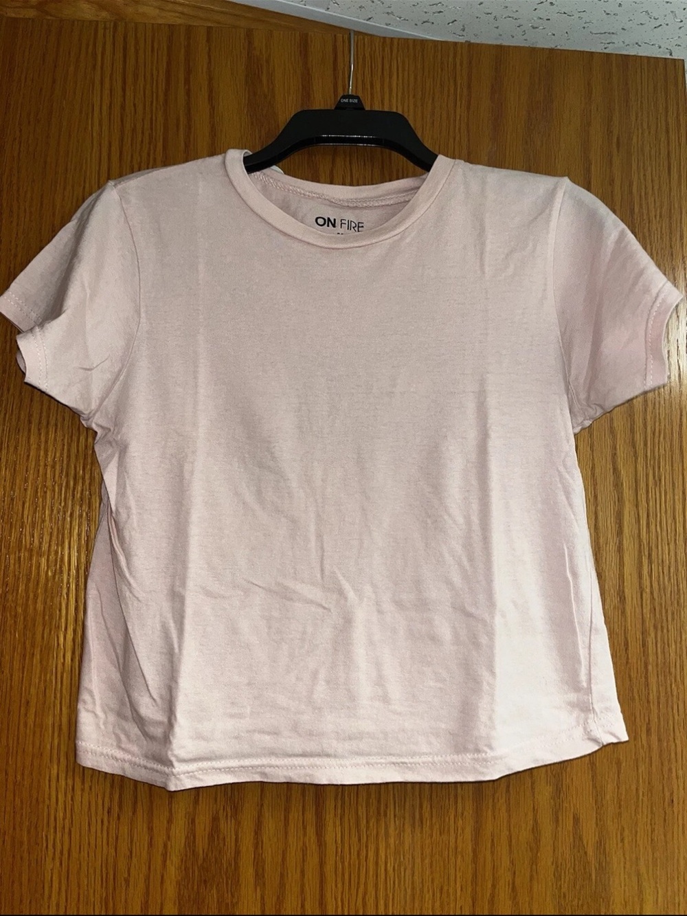 On Fire Pale Pink Short Sleeve Crew Neck Tee